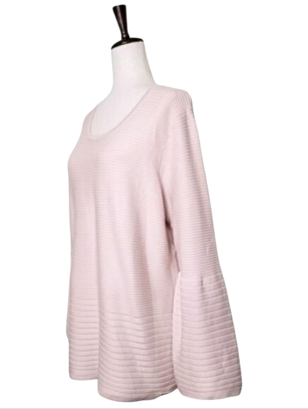 Calvin Klein Blush Bell Sleeved Ribbed Sweater Size XL - Picture 3 of 8